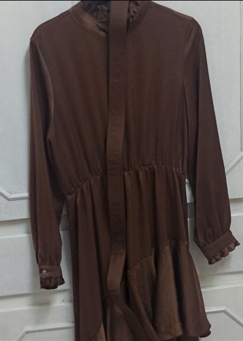 Bohem Rüzgarlı Uzun Kahverengi Elbise - Görsel 2