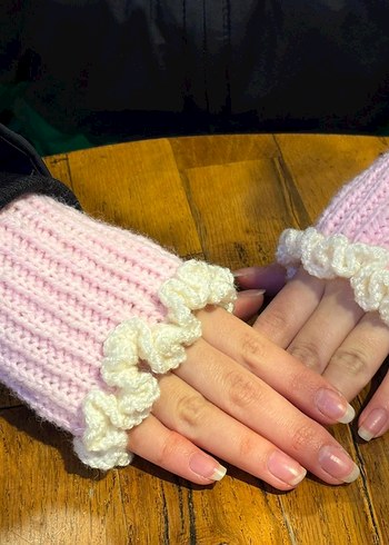 Büzgülü Pembe Eldiven - Görsel 2