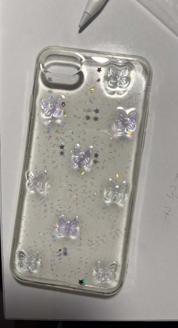 Mor Parlak Kelebek Desenli iphone 8 kılıf - Görsel 2