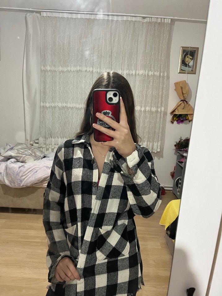 Gri Kareli Uzun Kollu Salaş Oduncu Gömleği - Görsel 2