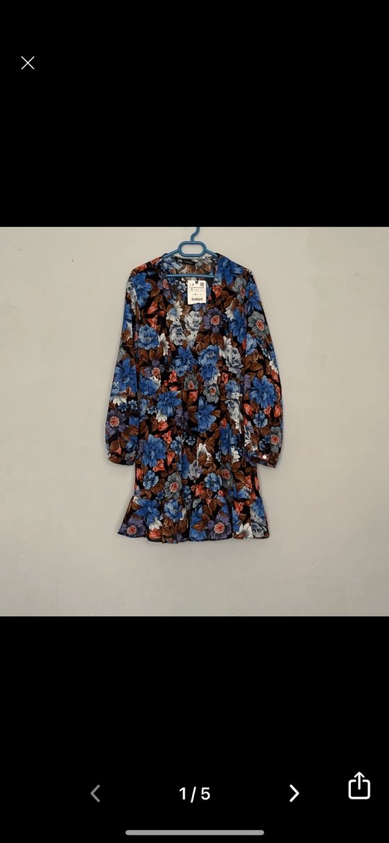 Çiçek Desenli zara elbise - Görsel 3