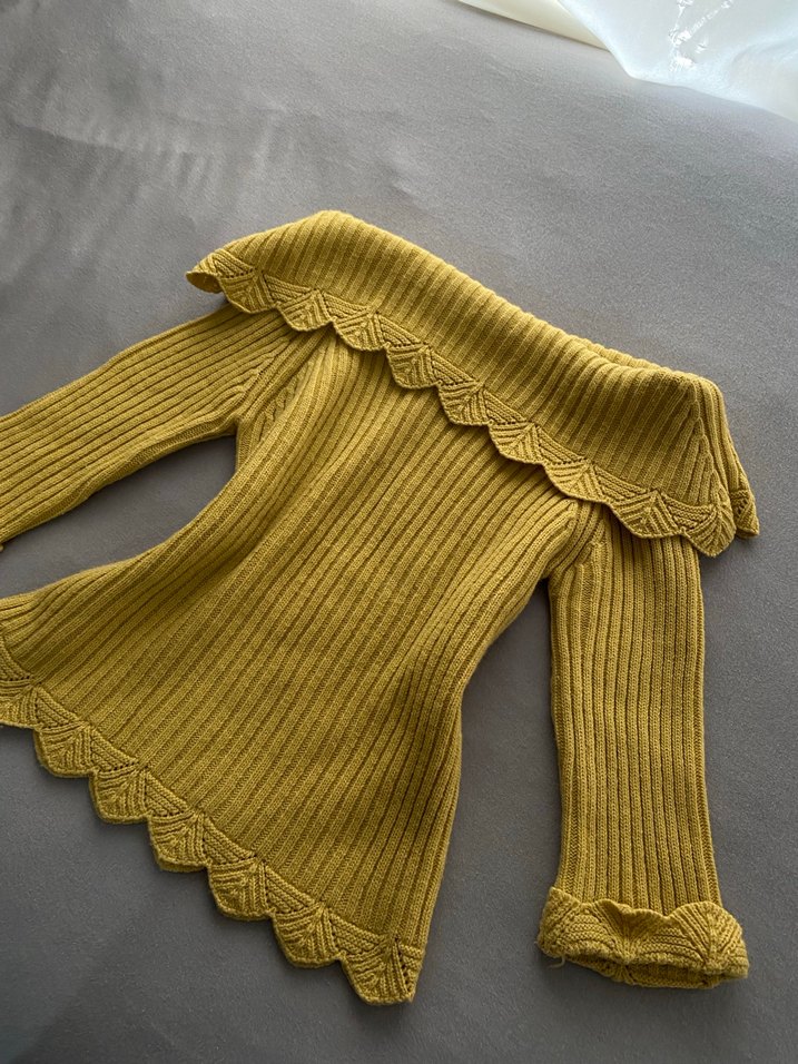 Sarı Bohem Fitted Triko Kadın Kazak - Görsel 2