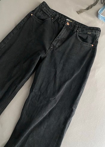 Kadın Siyah Bol Kesim Midi Kot Pantolon - Görsel 2