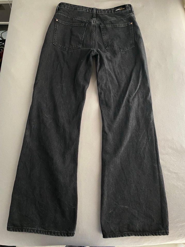 Kadın Siyah Bol Kesim Midi Kot Pantolon - Görsel 4