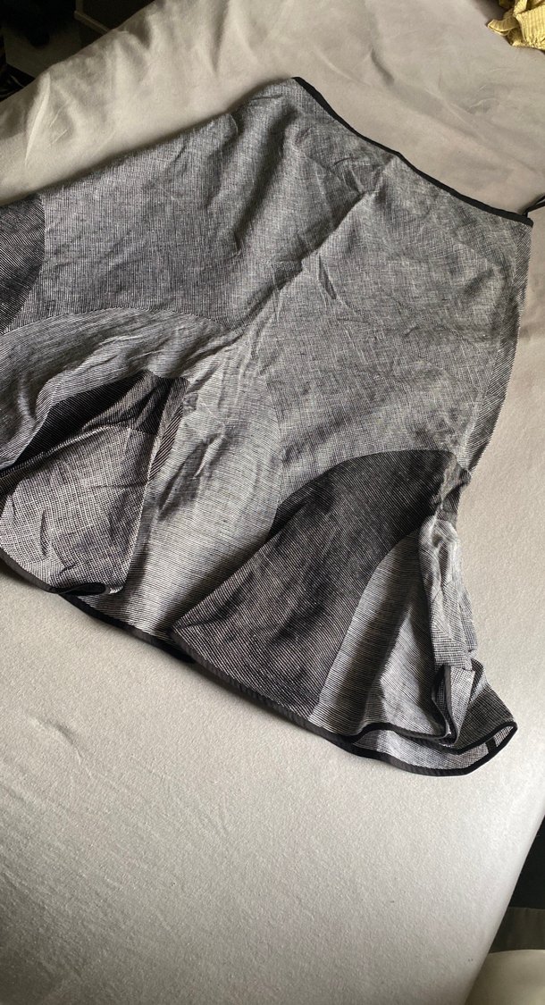 Gri Keten Piliseli Midi  etek - Görsel 3