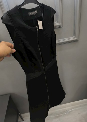 ADL markaya ait Siyah Fermuarlı Midi V Yaka Kolsuz Elbise - Görsel 5