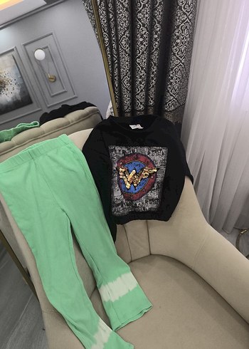 Yeşil Batik Desenli Salaş Kadın Pantolon - Görsel 2