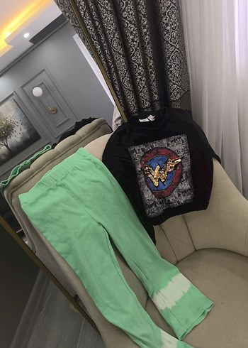 Yeşil Batik Desenli Salaş Kadın Pantolon - Görsel 5