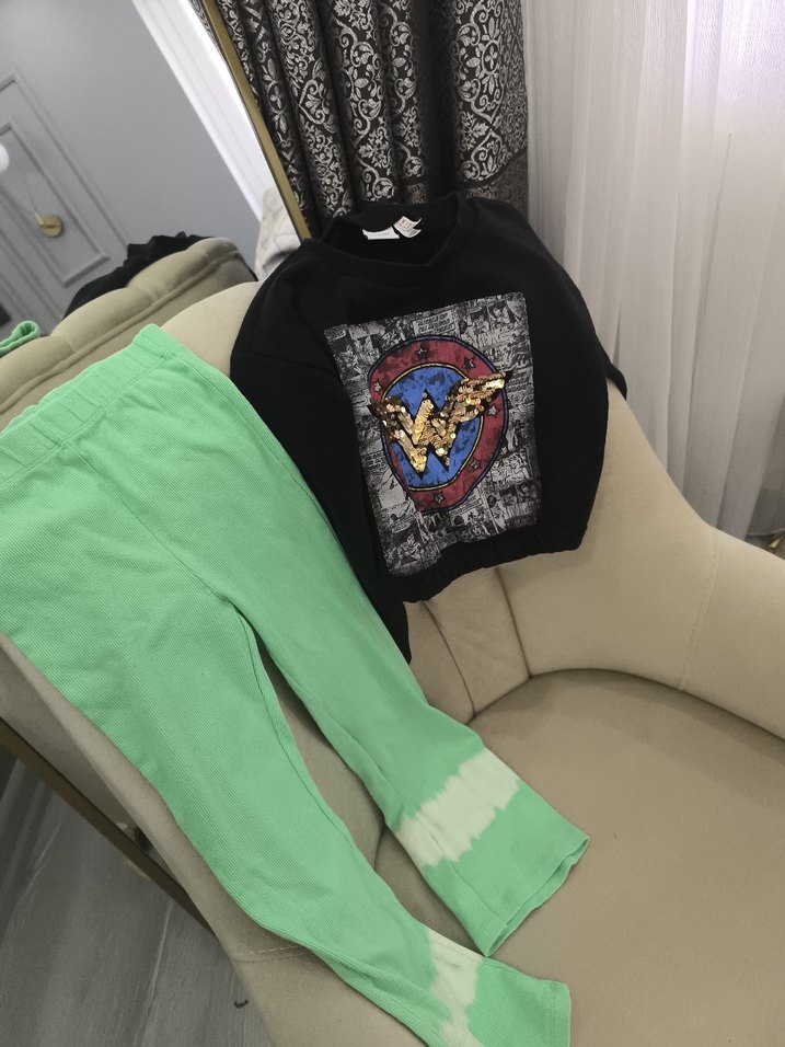 Yeşil Batik Desenli Salaş Kadın Pantolon - Görsel 4