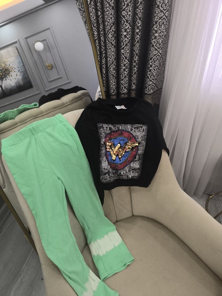 Yeşil Batik Desenli Salaş Kadın Pantolon - Görsel 2