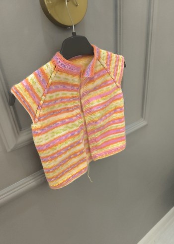 Kız Çocuk Renkli Triko Kolsuz Hırka el yapımı yen - Görsel 3