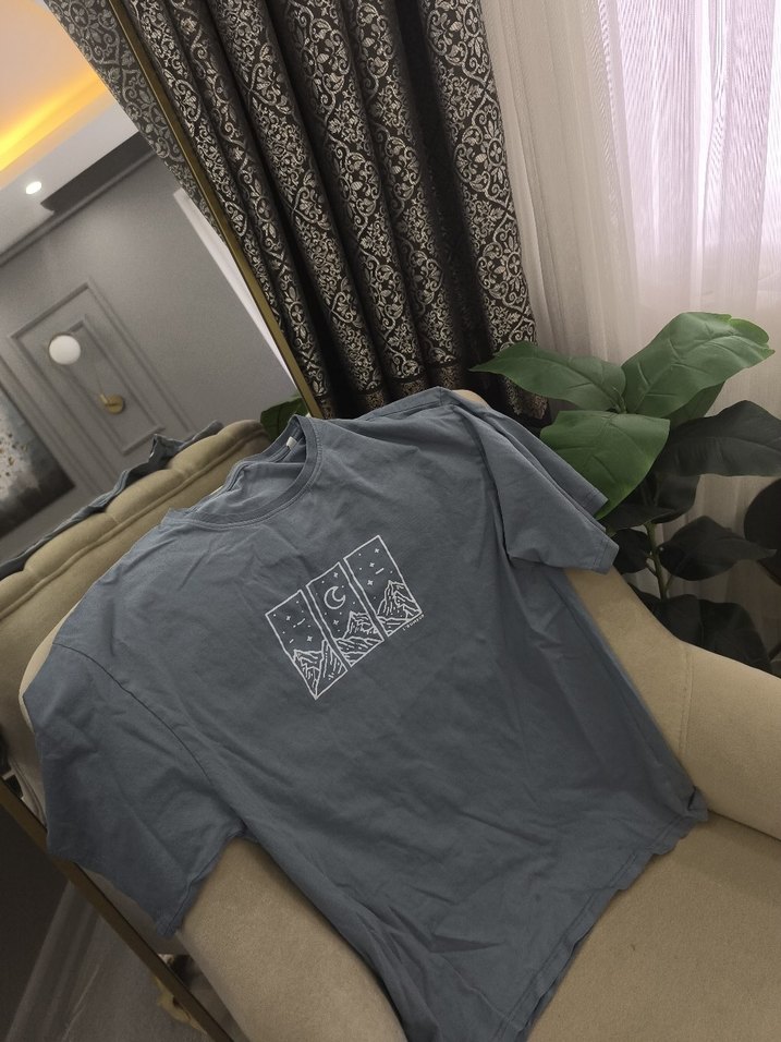 Erkek Mavi Baskılı Kısa Kollu Tişört - Görsel 3