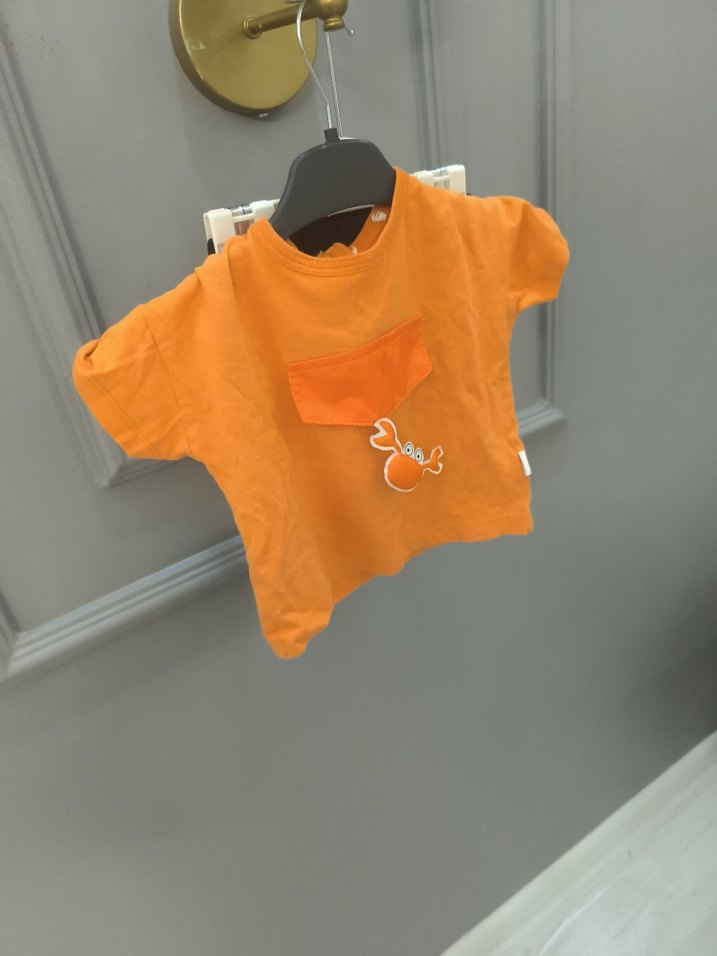 Turuncu Baskılı Erkek Bebek Kısa Kollu Takım - Görsel 2