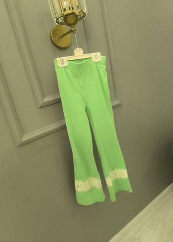 Kız Çocuk Yeşil Bağlama Desenli Triko Pantolon - Görsel 8