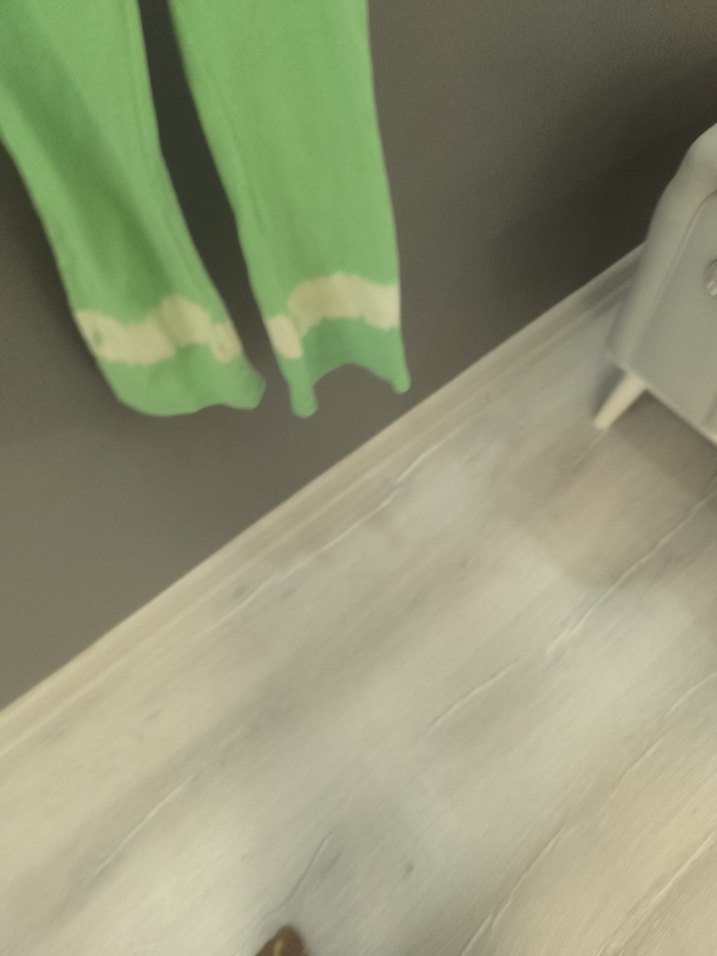 Kız Çocuk Yeşil Bağlama Desenli Triko Pantolon - Görsel 3