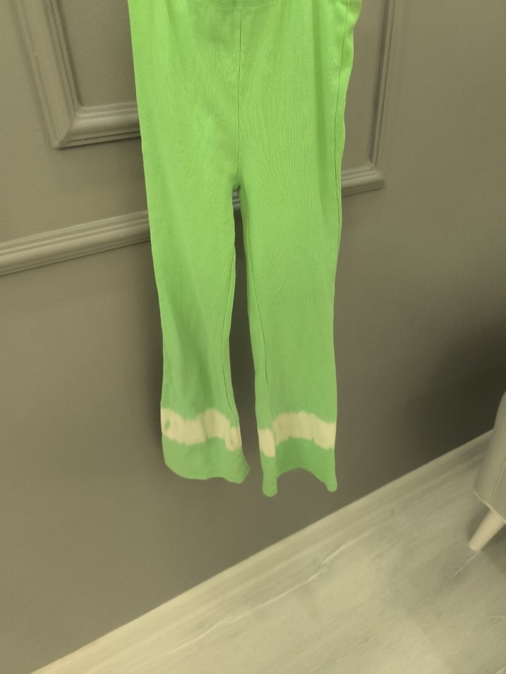 Kız Çocuk Yeşil Bağlama Desenli Triko Pantolon - Görsel 5