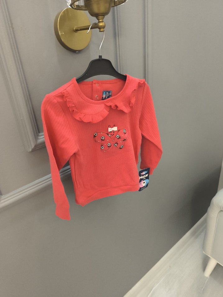 Kız Çocuk Pembe Uzun Kollu Fırfırlı Sweatshirt - Görsel 2