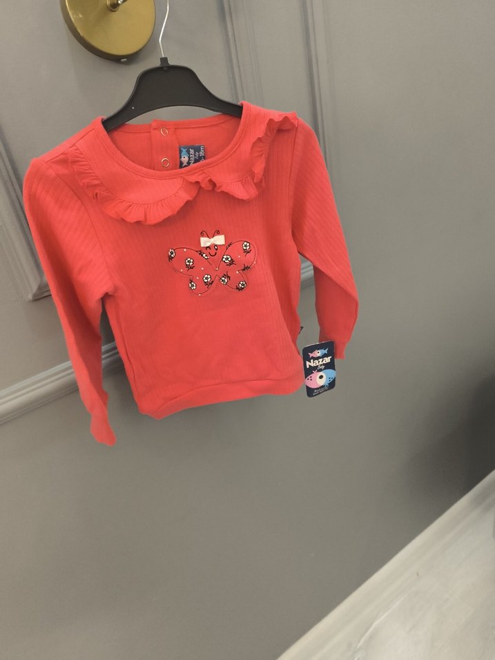 Kız Çocuk Pembe Uzun Kollu Fırfırlı Sweatshirt - Görsel 5