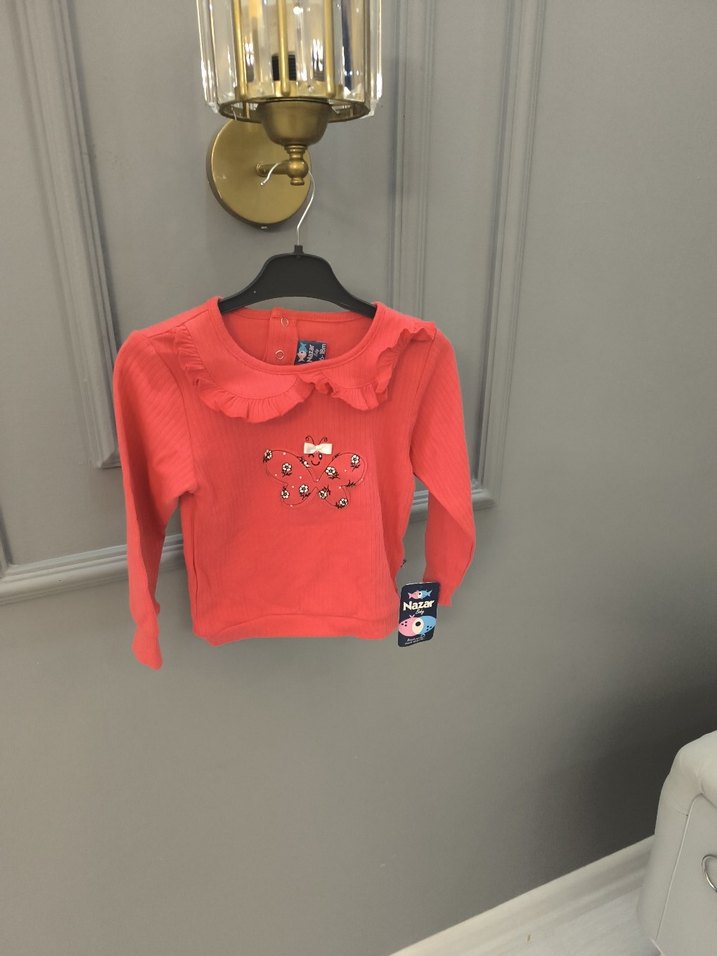 Kız Çocuk Pembe Uzun Kollu Fırfırlı Sweatshirt - Görsel 3