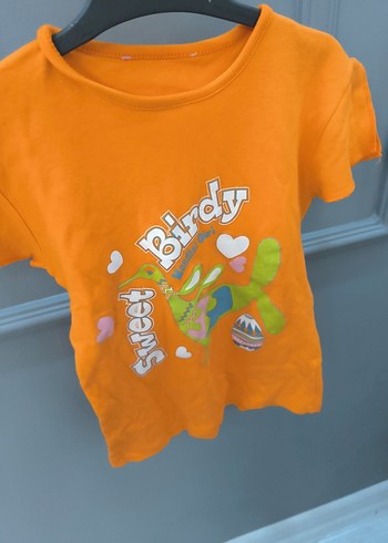 Turuncu Kız Çocuk Kısa Kollu Baskılı Tişört - Görsel 5