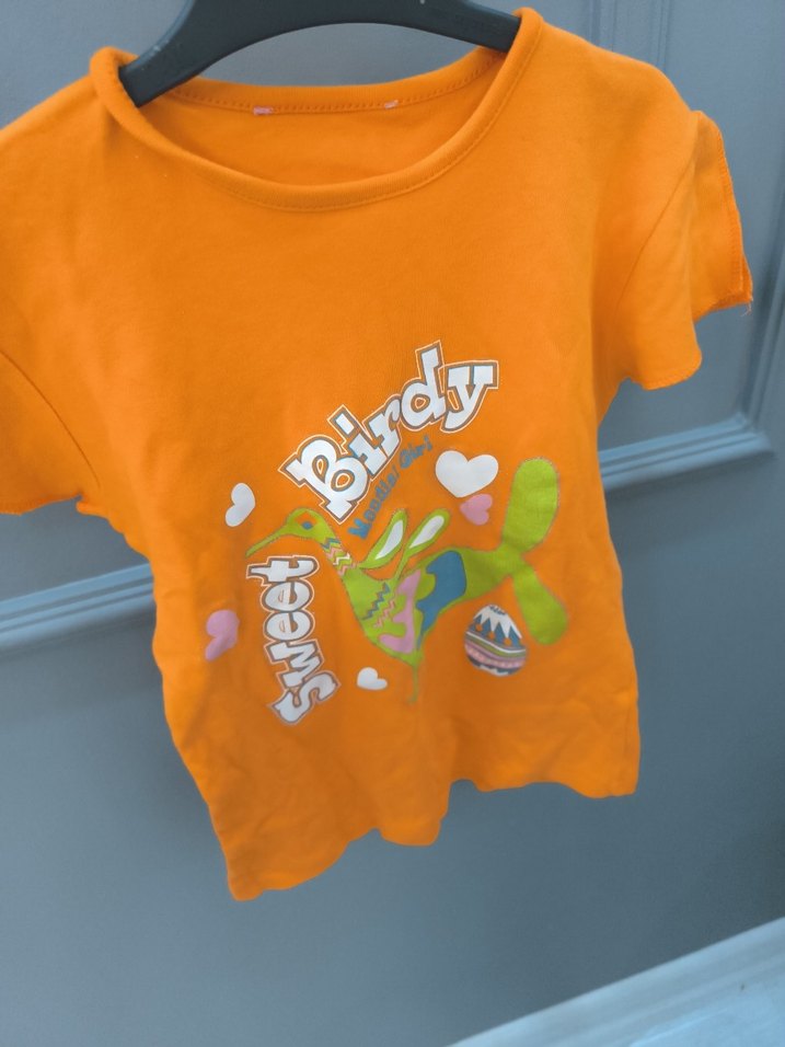 Turuncu Kız Çocuk Kısa Kollu Baskılı Tişört - Görsel 5