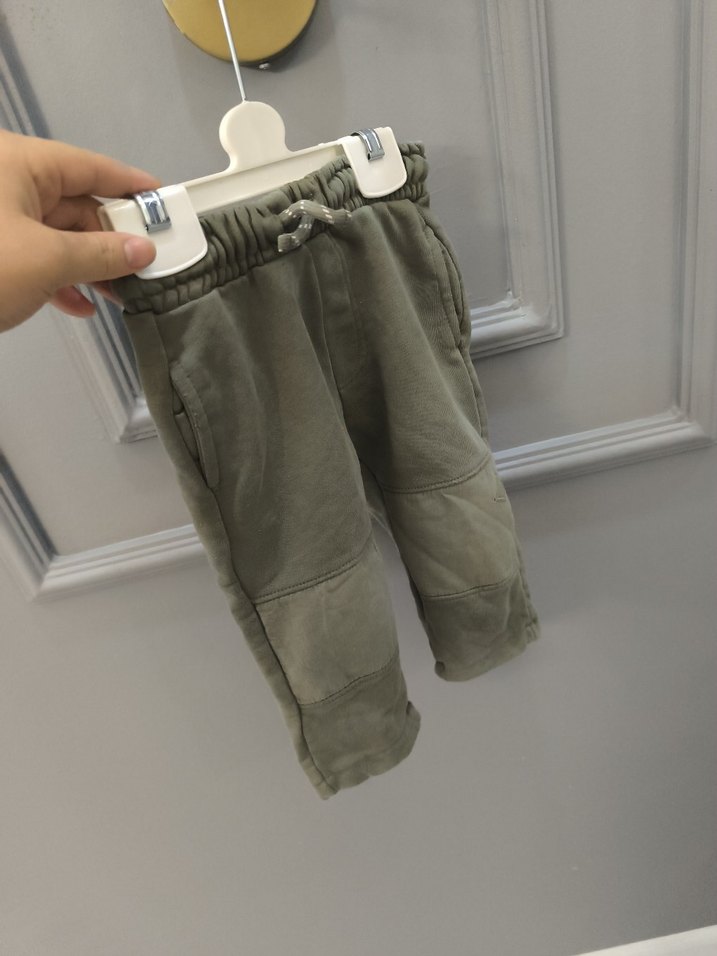 Erkek Çocuk Haki Süet Kemerli Bol Pantolon - Görsel 3