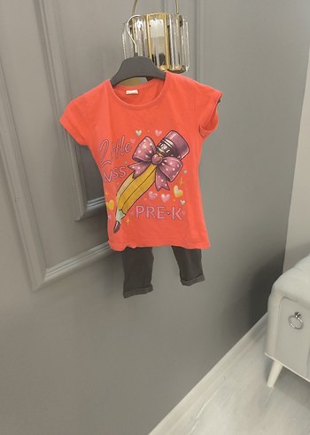 Kız Bebek Renkli Baskılı Kısa Kollu Takım - Görsel 2