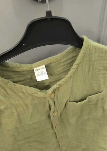 Erkek Çocuk Keten Kısa Kollu Haki Gömlek - Görsel 5