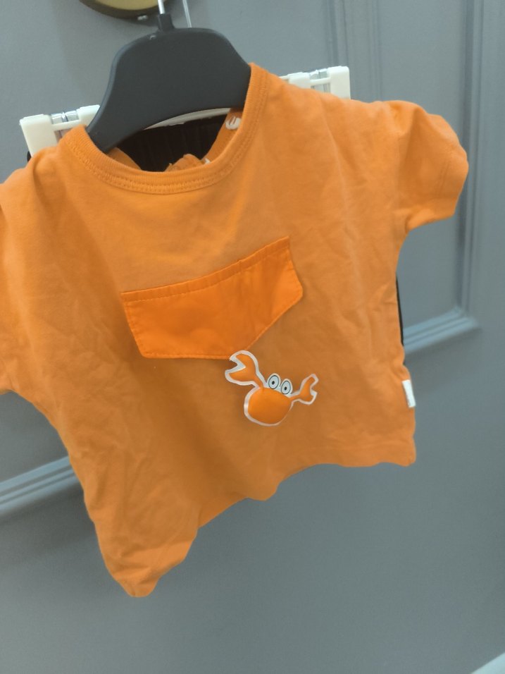 Turuncu Baskılı Erkek Bebek Kısa Kollu Takım - Görsel 3