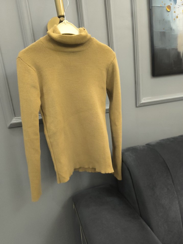 Bej Kadın İnce Triko Balıkçı Yaka Kazak - Görsel 4