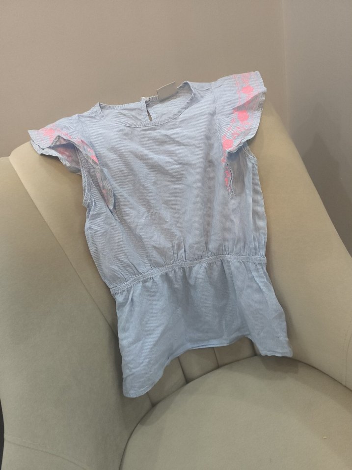 Pembe Nakışlı Açık Mavi Kız Çocuk Bluz — görsel 4/7