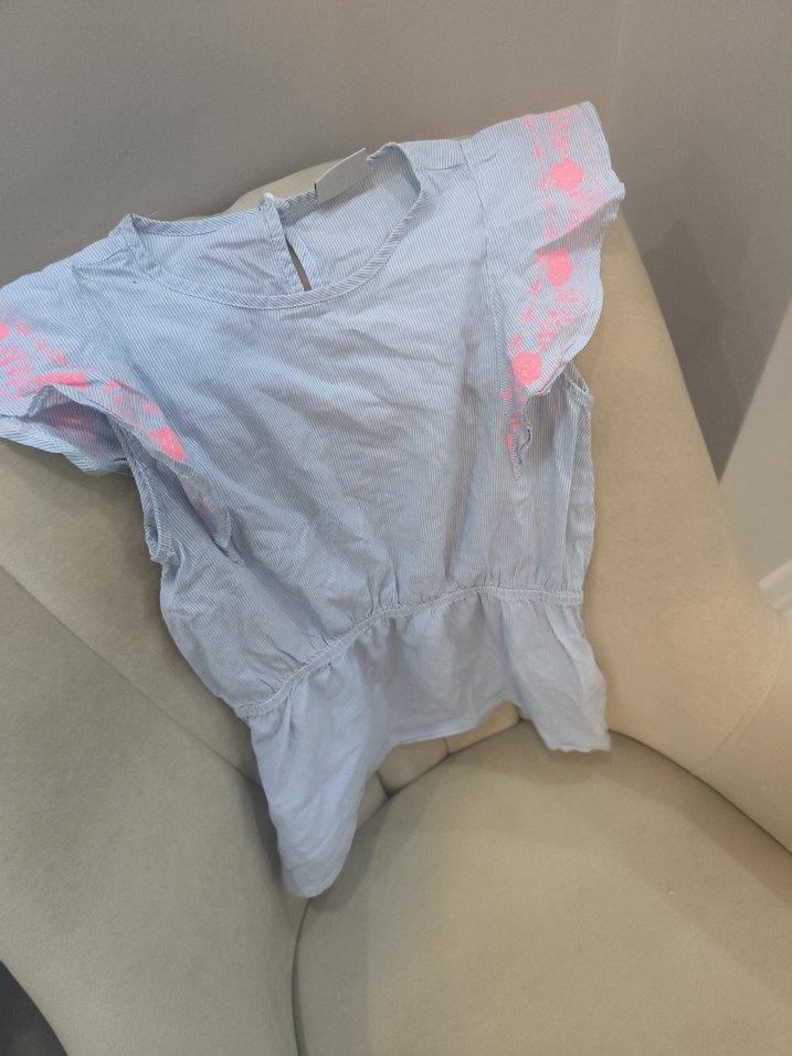 Pembe Nakışlı Açık Mavi Kız Çocuk Bluz — görsel 7/7