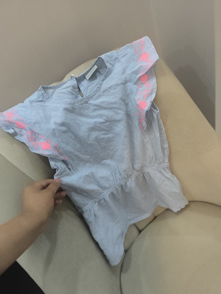 Pembe Nakışlı Açık Mavi Kız Çocuk Bluz — görsel 5/7