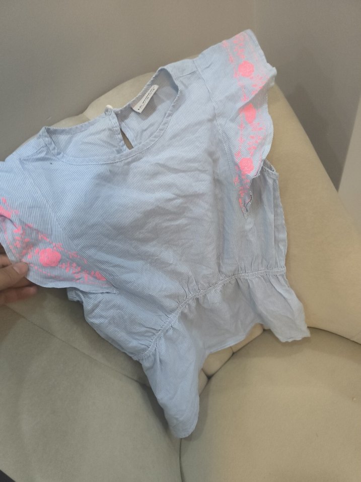 Pembe Nakışlı Açık Mavi Kız Çocuk Bluz — görsel 2/7