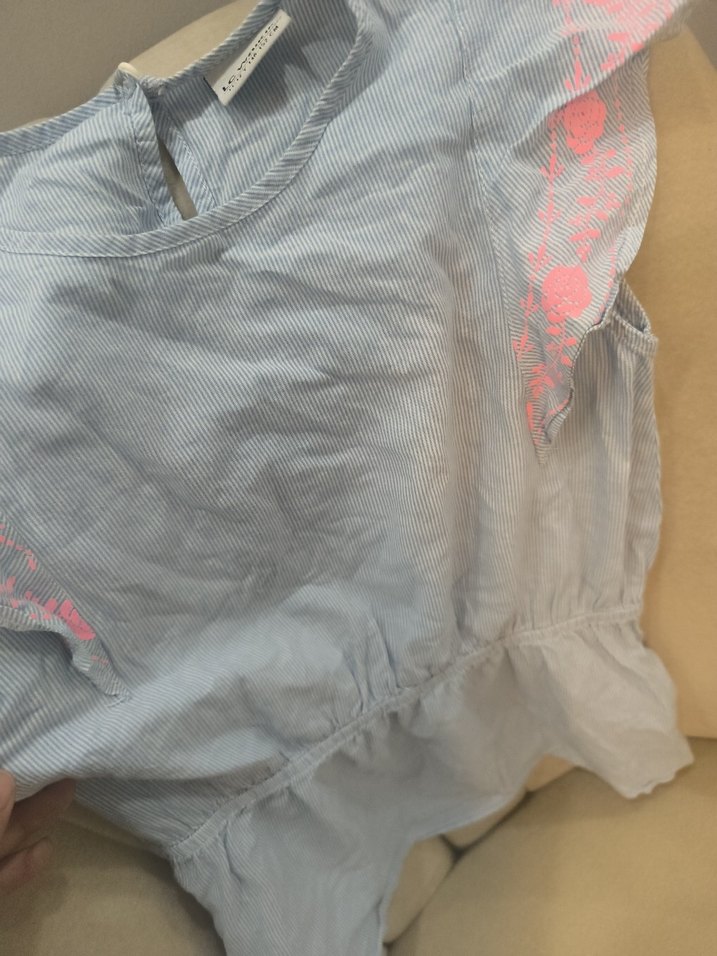 Pembe Nakışlı Açık Mavi Kız Çocuk Bluz — görsel 6/7