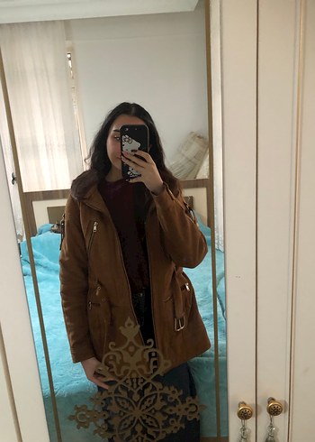 Kahverengi Süet Kürklü Kadın Deri Ceket - Görsel 3