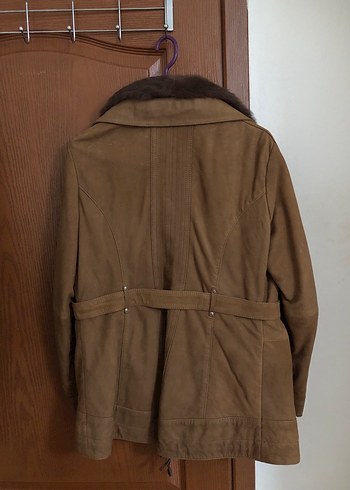 Kahverengi Süet Kürklü Kadın Deri Ceket - Görsel 2