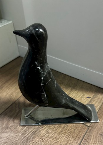 Siyah Mermer Kuş Figürü - Görsel 5