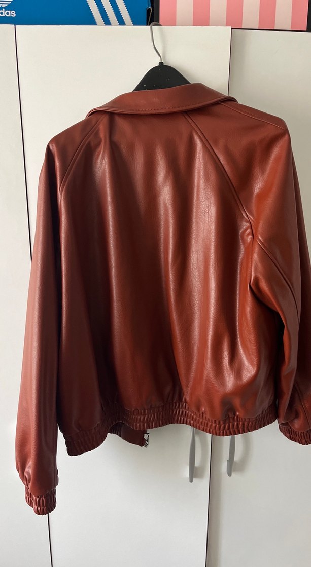 Parlak Kahverengi Deri Ceket - Görsel 3