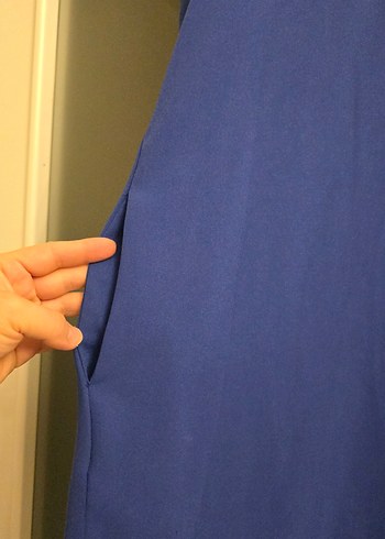 Uzun Kollu Mavi Salaş Tunik - Görsel 4