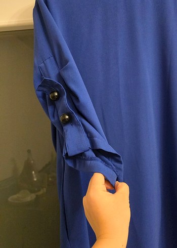 Uzun Kollu Mavi Salaş Tunik - Görsel 2