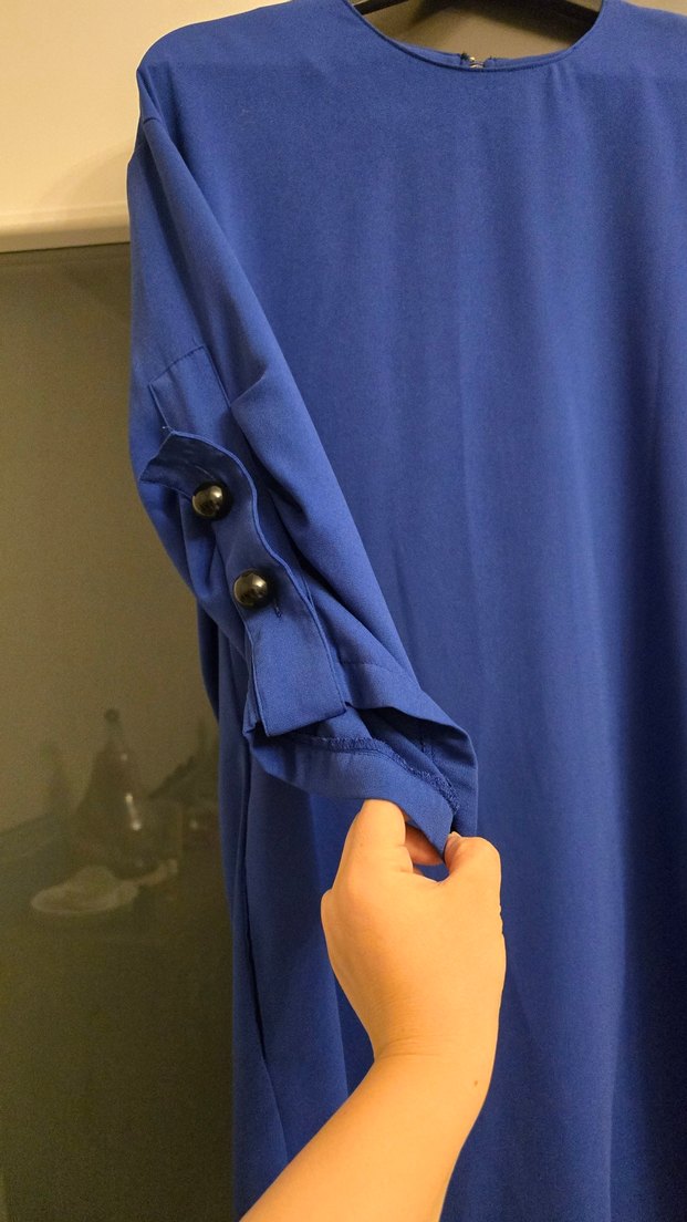 Uzun Kollu Mavi Salaş Tunik - Görsel 2