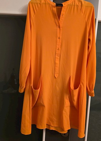 Turuncu Düğmeli Kadın Tunik Elbise - Görsel 3