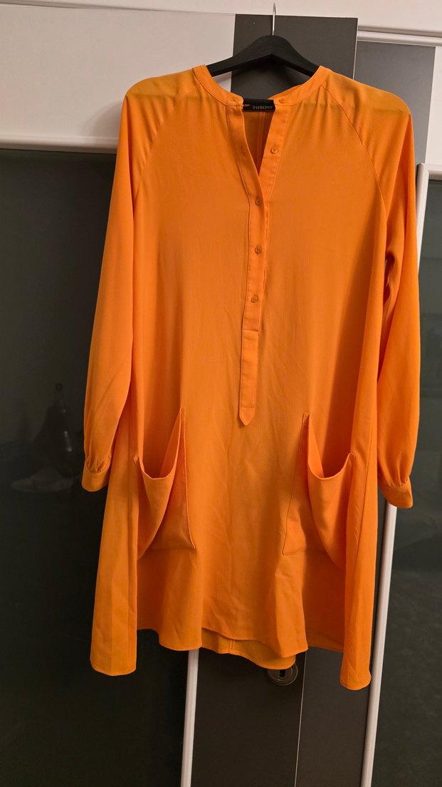 Turuncu Düğmeli Kadın Tunik Elbise - Görsel 3