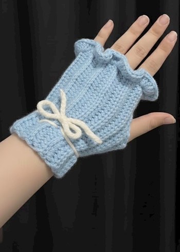 Beyaz Örgü Kadın Eldiveni - Görsel 3