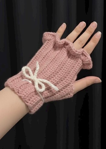Beyaz Örgü Kadın Eldiveni - Görsel 2