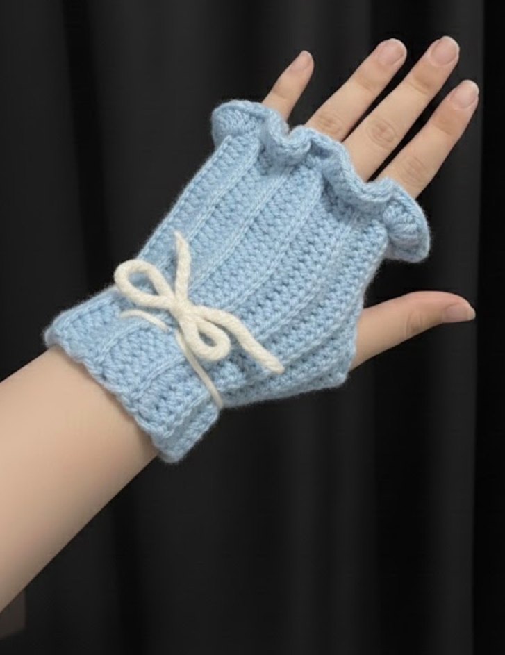 Beyaz Örgü Kadın Eldiveni - Görsel 3