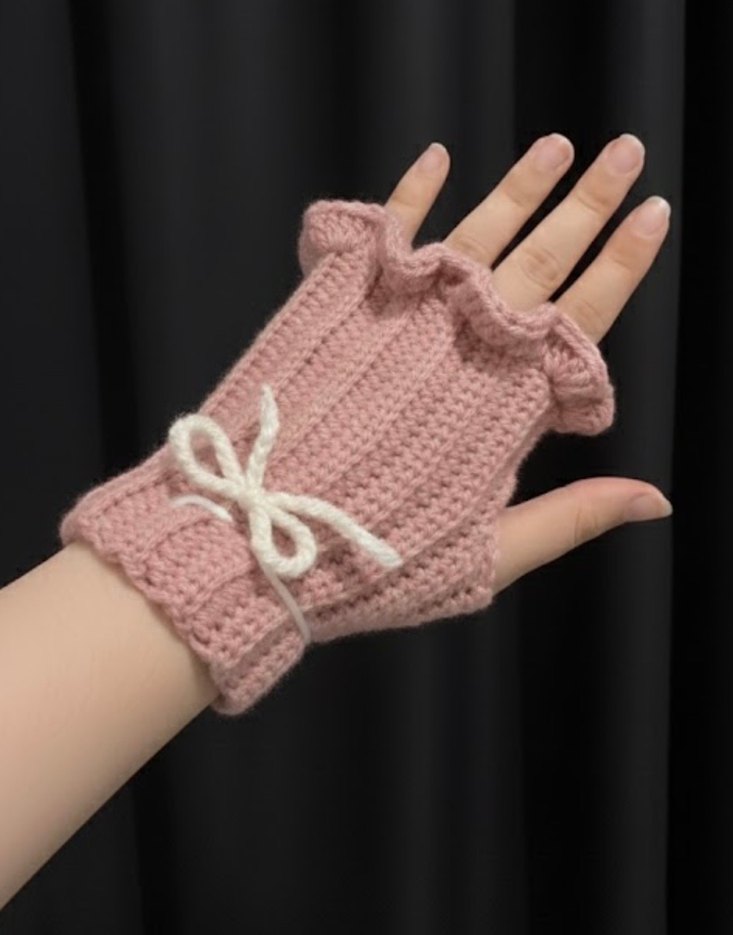 Beyaz Örgü Kadın Eldiveni - Görsel 2