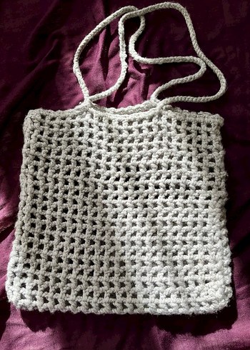 Gri Örgü Kadın Çanta - Görsel 3