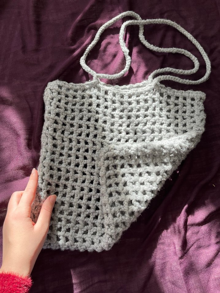 Gri Örgü Kadın Çanta - Görsel 2